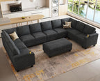 Belffin Oversized U Shaped Modular Sectional Couches for Living Room 10 Seater Modular Sofa Set with Storage Ottoman Large Sectional Couch with Cup Holder. Dark Grey Sofa