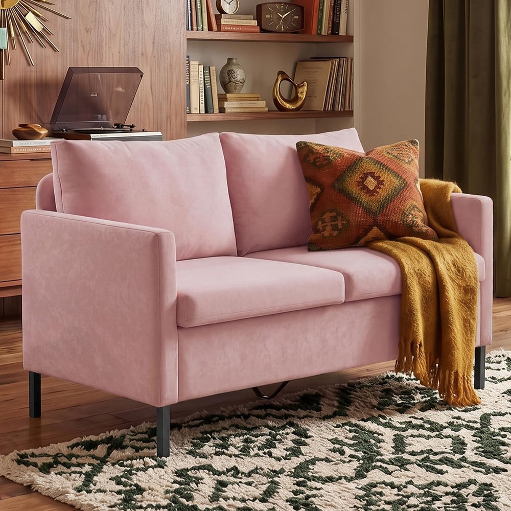 TYBOATLE 51'' Pink Small Couch Loveseat, 2-Seater Upholstered Sofa