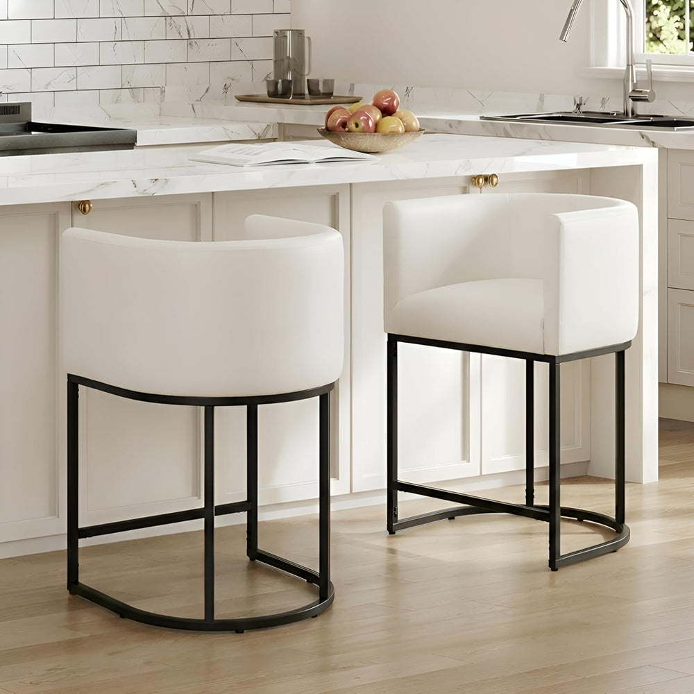 RIVOVA Bar Stools Set of 2, 24" Upholstered Counter Height Bar Stools, M...