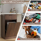 Tilt Out Trash Can Cabinet, Hidden Garbage Can Cabinet with Storage Drawers, Wave-Textured Front, 10 Gallon, Walnut