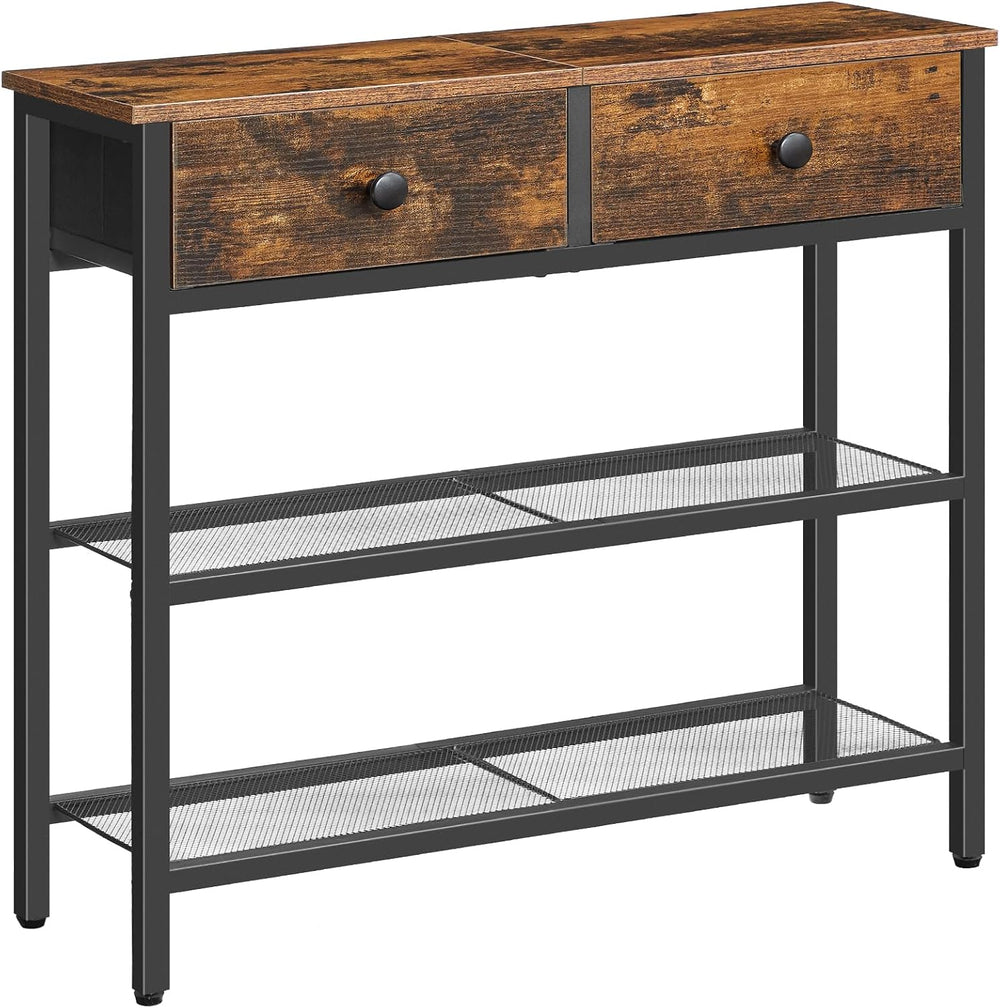 HOOBRO 29.5" Narrow Console Table with 2 Fabric Drawers, Sofa Table, Sma...