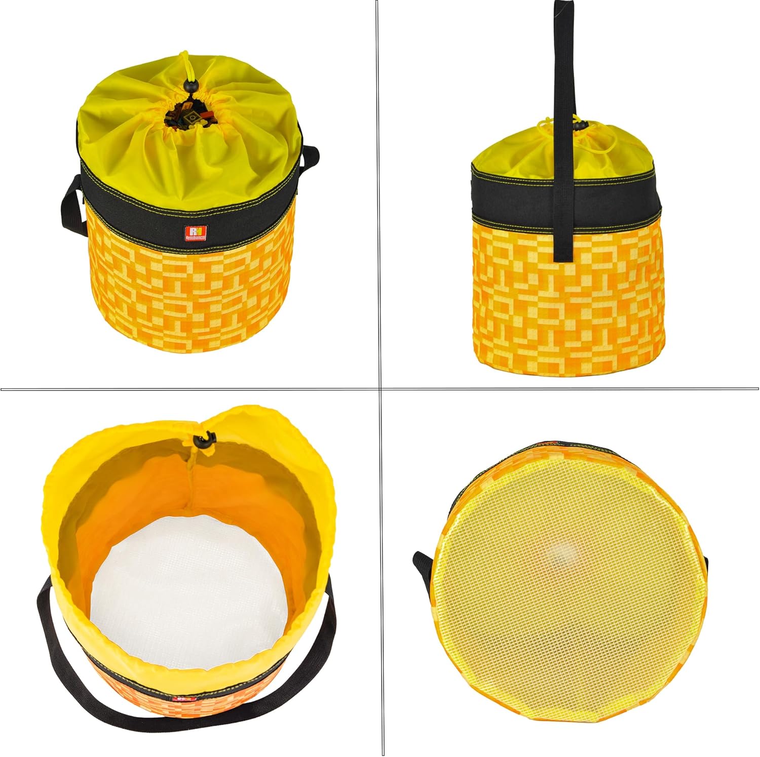 Toy Storage Organizer Basket Bag with Drawstring for Buliding Bricks, Blockets,Puzzles,Lego,Playroom Cinch Bucket Carrying Bag with Handle (Yellow)