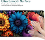 Flower Gaming Mouse Pad 35.4"x15.7"Desk Mat Anti-Slip Rubber Base & Durable Stitched Edges for Gamers Smooth Mouse Writing Surface for Desk Office/Home