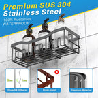 EUDELE 5-Pack Rustproof Stainless Steel Shower Caddy – No Drill Adhesive Bathroom Organizer with Large Capacity, Spacious Shower Shelves for Inside Shower, Kitchen & Home Decor Storage-XL Size