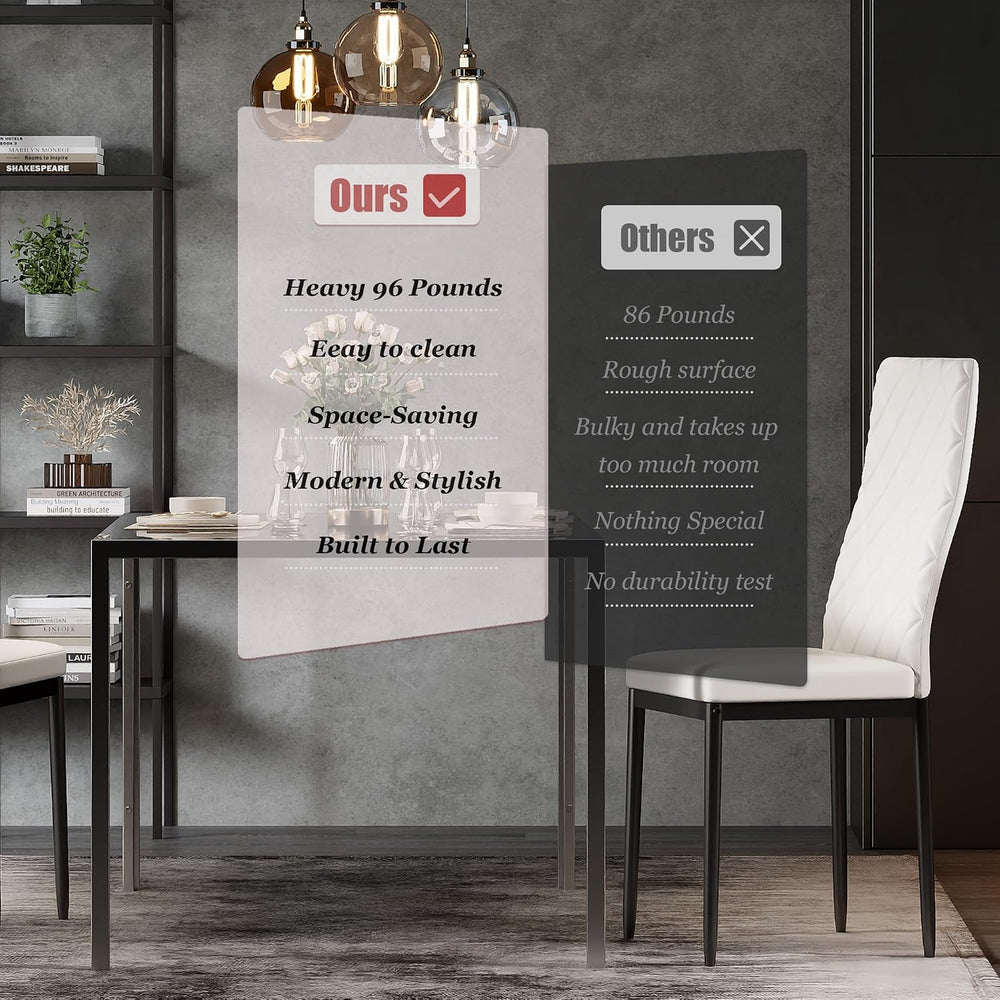 Dining Table Set for 4, Kitchen Table and Chairs Set of 4, 5 Piece Modern Din...