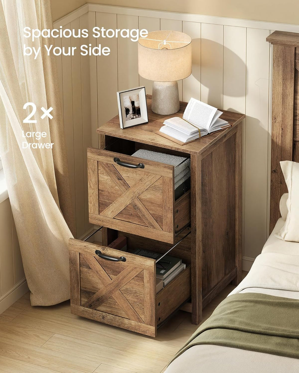 VASAGLE File Cabinet, 2-Drawer Filing Cabinet for Home Office, Modern Farmhou...