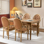 PU Leather Upholstered Dining Chairs Set of 4 French Country Round Back Kitchen Side Chairs with Nailhead Trim and Wood Legs for Dining Room, Kitchen, Restaurant(Orange)