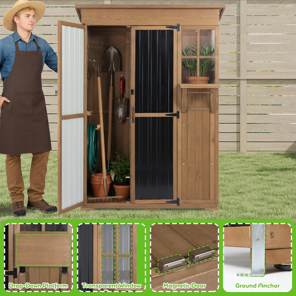 51" L Outdoor Storage Cabinet Waterproof with Shelves, Outside Storage S...