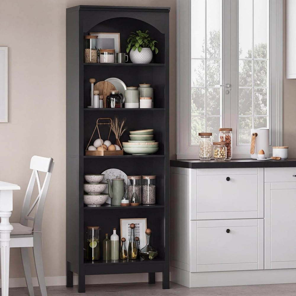 Arched Bookshelf,5 Tier Tall Bookcase with Adjustable Shelves for Storage