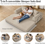 DAMAIFROM Convertible Sleeper Sofa Bed Floor Boneless Couch, Light Brown | 80" Corduroy Modular Compressed Futon Sofa Bed, Pull-Out Cloud Loveseat with Memory Foam Mattress for Living Room