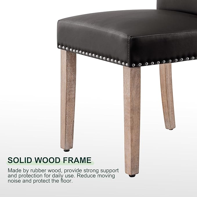 CHUN YI Dining Chairs Set of 2, Faux Leather Upholstered Dining Room Chairs w...