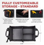 TRUNKCRATEPRO Car Organizers and Storage Premium Adjustable Multi Compartments Car Storage Organizer | Portable and Foldable SUV Trunk Organizer for Car (Standard Size, 20.86"L x 13.4"W x 10"H )-Black