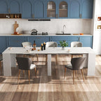 KEIKI 20”-118.5”L Extendable Foldable Dining Room Table for 1-10 People, Wood Modern Rustic Rectangle Expandable Kitchen Living Meeting Room Furniture, 6 Tabletop Length Options, Marble White