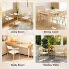 DUMOS Dining Chairs Set of 4, Linen Fabric Upholstered Kitchen Side Chairs with Curved Backrest & Metal Legs, Modern Farmhouse Accent Chair for Dining Room Kitchen Living Room Cafe, Beige