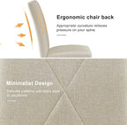 VECELO Upholstered Dining Chairs Set of 6, Modern Fabric and Solid Wood Legs & High Back for Kitchen/Living Room- Beige