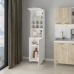 19.7" D*19.6" W*19.7" H Corner Freestanding Kitchen Pantry with 2 Shelves, 6 Small Compartments, 2 Single Doors, Rectangular Storage Cabinet, Modern, for Living Room, Dining Room, White