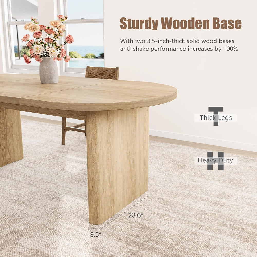 GarveeHome Oval Dining Table for 6-8 People, Long Large Kitchen Table with Th...