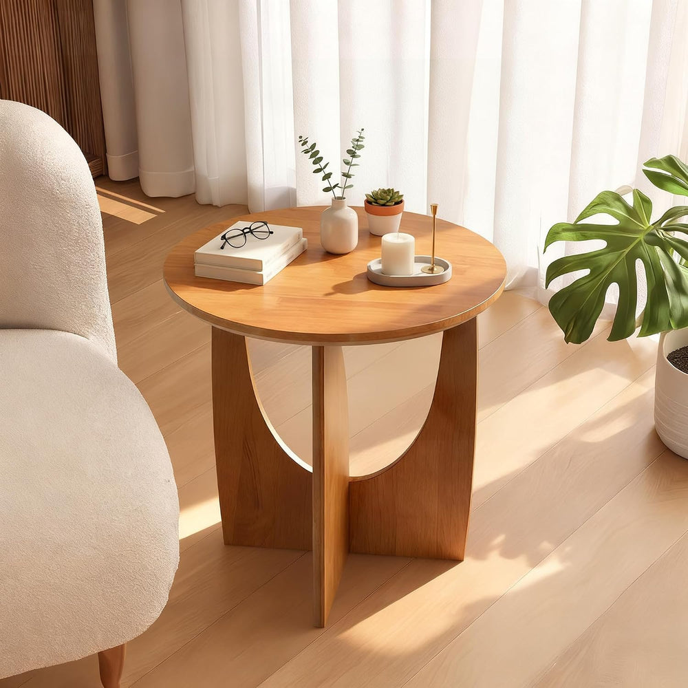 Round End Side Table - 19.7" Unique Tall Round Side Tables Living Room, ...