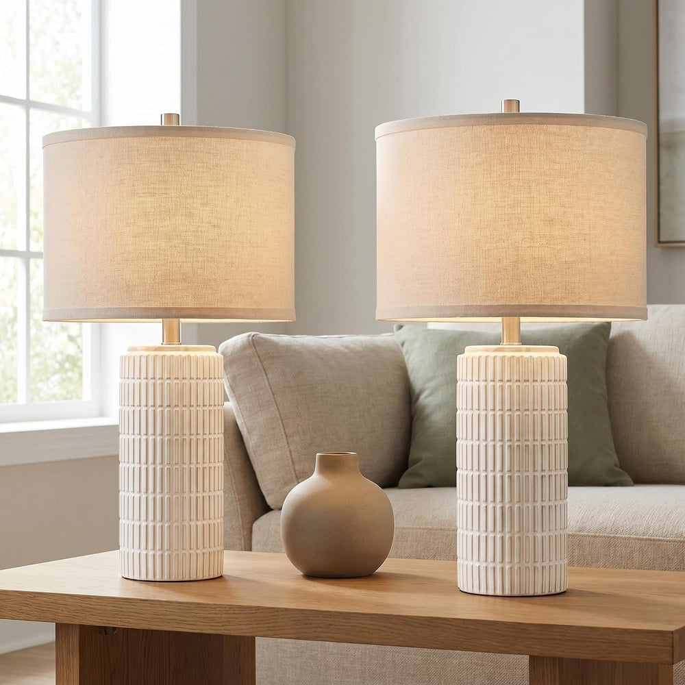 AIEAMPDO 23'' Set of 2 Modern Ceramic Table Lamps for Living Room Bed...