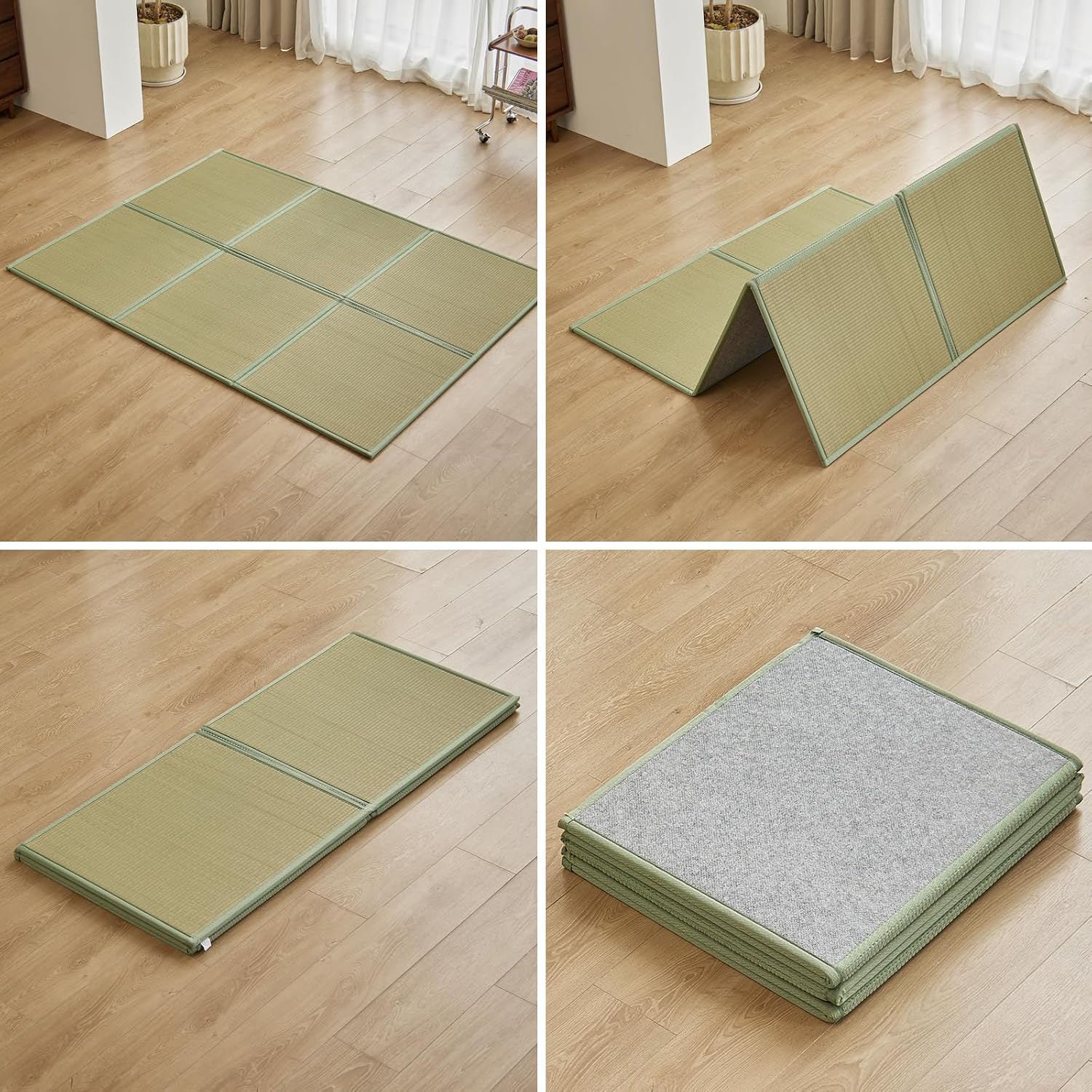 Natural Rush Grass Floor Tatami Mat,Queen, 79" x 59" x 0.5" | Japanese Portable Folding Firm Traditional Bed Mattress, Foldable Pad Futon,for Sleeping,Sitting,Yoga,Relaxing,Zen