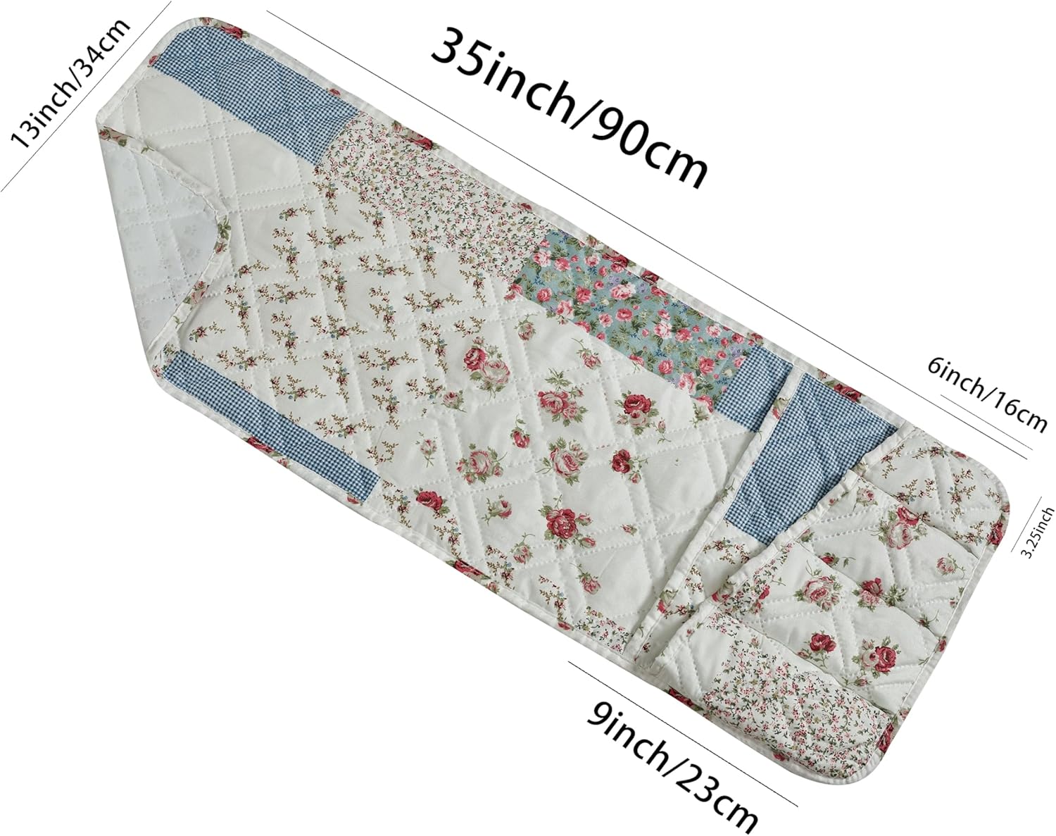Brilliant Sunshine Pink Rose Patchwork Couch Armrest 5 Pockets Organizer, Slip Resistant Recliner Armchair Caddy, Washable Remote Controls Holder, Storage for Magazine, Tablet, Phone, iPad, Pink Blue