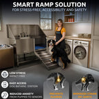 KANIS Professional Dog Washing Station - 304 Stainless Steel Pet Wash Sink & Grooming Bathtub w/Shower, Floor Grates and Storage for Large, Medium & Small Pets (50", Shelf - Right Ramp)