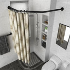 Corner Shower Curtain Rod Adjustable Stainless Steel Diamond Shaped Rack Drill Free Install for Bathroom, Bathtub, Clothing Store (Black Diamond Shaped, Both Sides: 17"-25.6",Middle:20"-26)