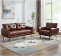 TYBOATLE Sofa Couch 61" Small Loveseat Couches for Living Room Leather Couch Mid Century Modern Tufted Mini Sofa Comfy Office 2 Seat Settee Love Seat Bedroom (2, Brown)