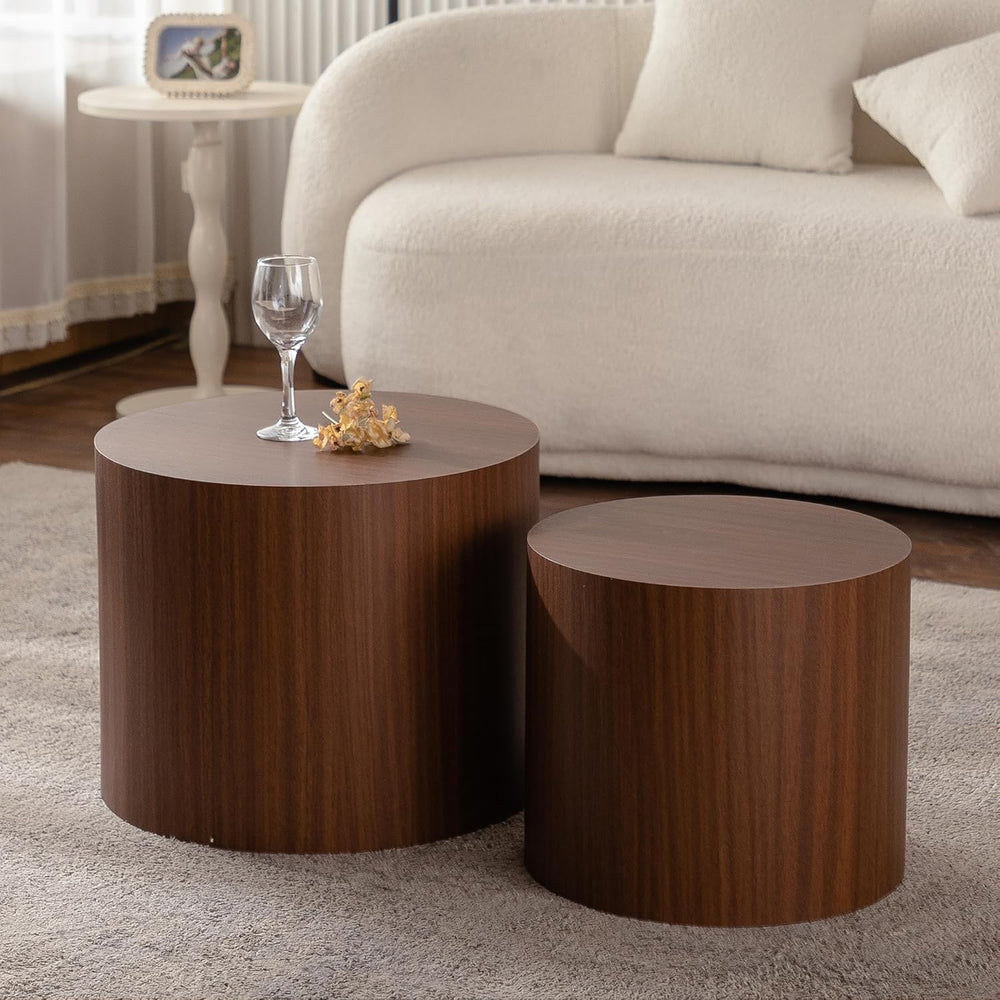 Nesting Coffee Table Set of 2, Round 18.9" Coffee Tables & 14.96&quo...