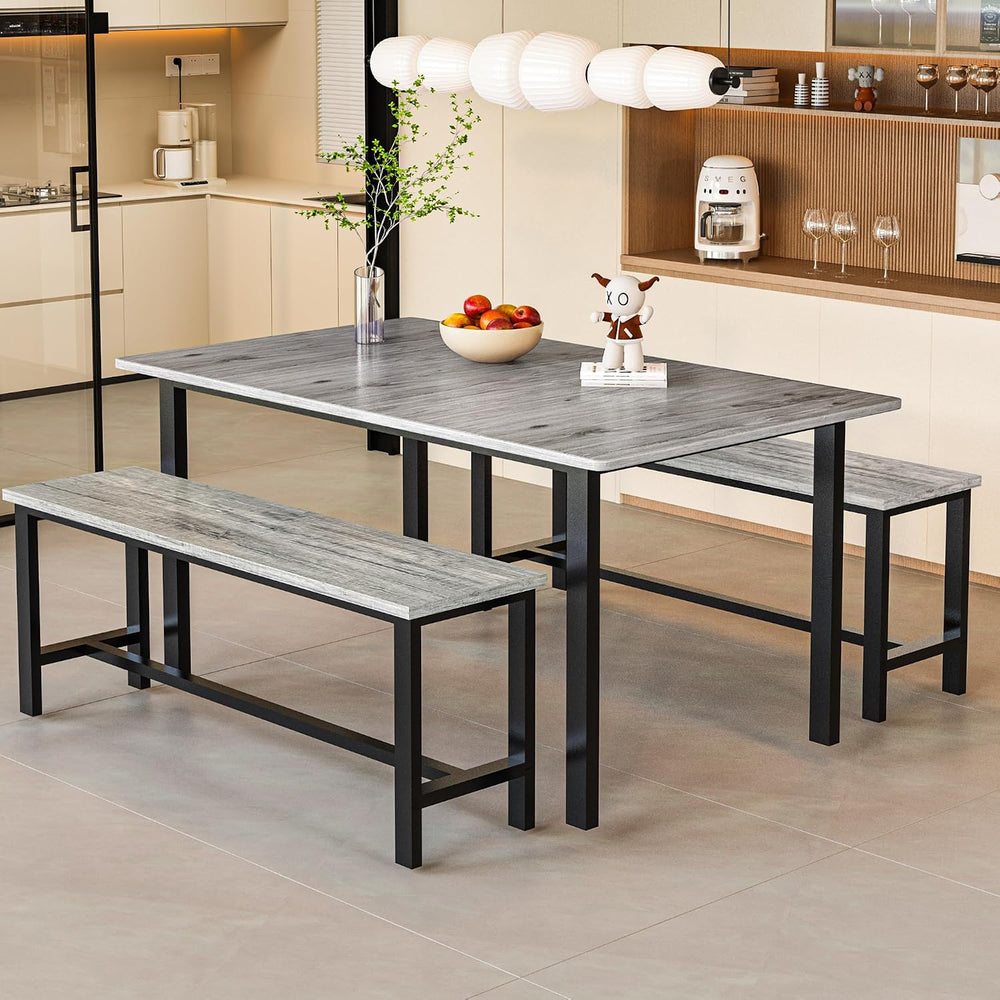 AWQM Dining Bench, Pair of 2, Table Bench, Thickened Steel Frame, Wood Bench,...