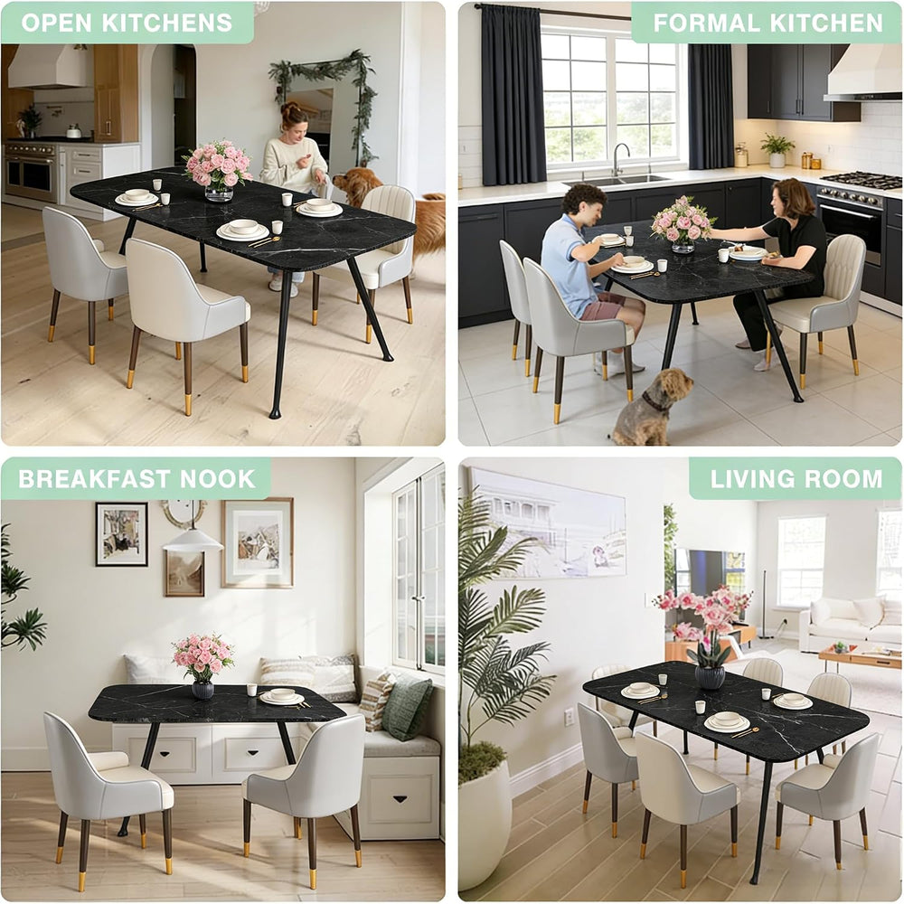 Dining Table for 4-6，70.87" Glossy Sintered Stone Top Dining Table with ...