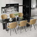 Nalupatio Dining Chairs Set of 6, Modern Dining Room Chairs Comfy Backrest Thick Upholstered Kitchen Chairs 19IN Height with Metal Legs Beige（Pu Leather）
