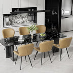 Nalupatio Dining Chairs Set of 6, Modern Dining Room Chairs Comfy Backrest Thick Upholstered Kitchen Chairs 19IN Height with Metal Legs Beige（Pu Leather）