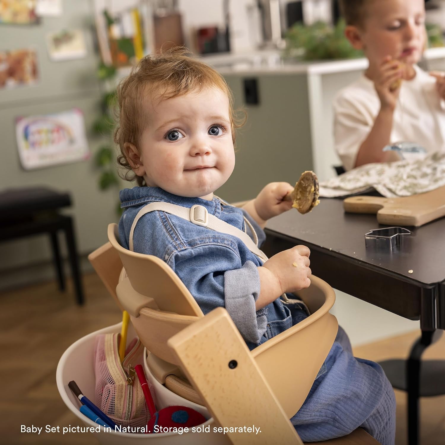 Stokke Tripp Trapp Baby Set 2, Ages 6-36 Months, Storm Grey | From Chair to High Chair in One Simple Step, for Babies and Toddlers, Ergonomic Support, Adjustable 5-Point Harness, Buckle
