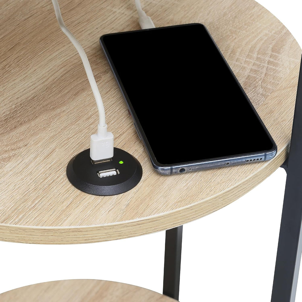 Convenience Concepts Simon End Table with USB Ports 15.75" – Modern 3-Ti...
