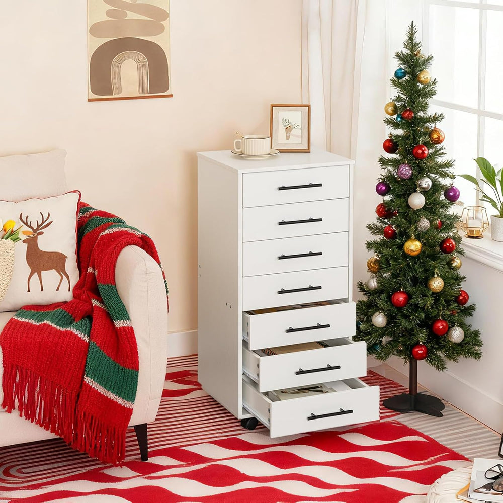 HOOBRO 7-Drawer File Cabinet, Wooden Office Cabinet with Drawers, Mobile Stor...