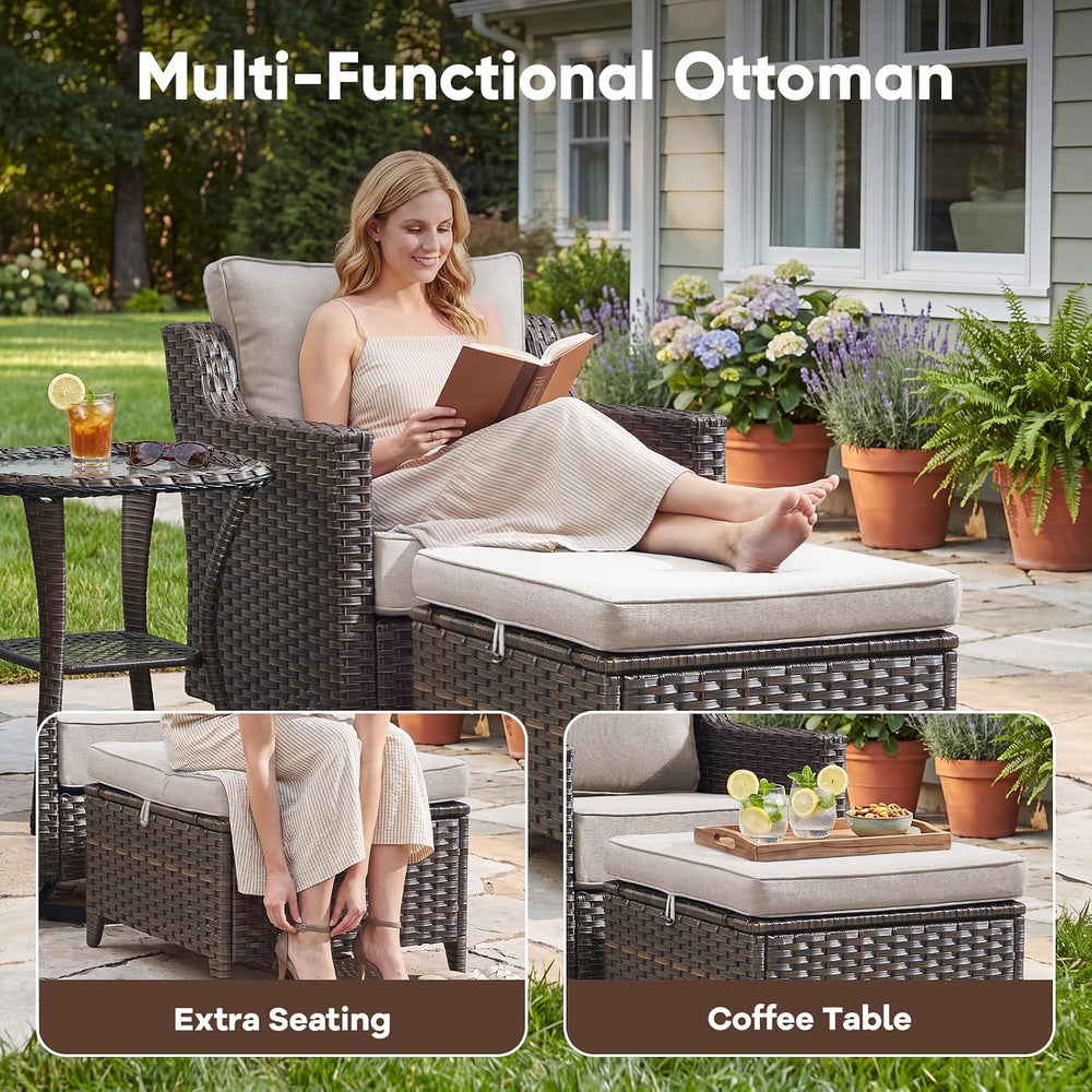 Luxury 6 Piece Patio Furniture Set-All Weather Outdoor Swivel Rocker Chairs w...