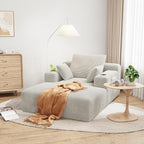 LIKIMIO 71.6" Oversized Chaise Lounge Chair Indoor with Cup Holders & Storage - Corduroy Sofa Bed for Living Room, Reading Nook, or Bedroom, No Assembly Cloud Couch (Greige)