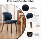 YOUNIKE Dining Chairs Set of 4 Mid Century Modern Kitchen Chair with Back Boucle Fabric Upholstered Armless Chair 20" Wide Padded Seat with Wooden Legs for Kitchen Dining Living Room Bedroom Navy Blue
