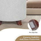 Athena Collection 15 Inch Small Ottoman with Storage, Round Linen Fabric Storage Ottoman Foot Rest with Removable Lid, Multipurpose Footstool Footrest for Living Room, Bedroom, Dorm, Grey