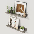 Axeman Floating Shelves for Wall | Picture Ledge Shelf Set of 2 | Rustic Grey Picture Shelf for Wall with Ledge | Small Floating Shelves with Lip | Photo Ledge Shelves for Books Album Records