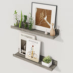 Axeman Floating Shelves for Wall | Picture Ledge Shelf Set of 2 | Rustic Grey Picture Shelf for Wall with Ledge | Small Floating Shelves with Lip | Photo Ledge Shelves for Books Album Records