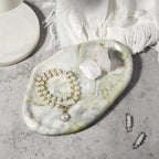 Koville Luxury Natural Green Marble Vanity Tray, Cloud Shape Serving Stone Key Tray for Home Decor, 10" x 7" Marble Storage Trays for Bathroom, Stone Plate Holder for Perfume, Candle and Jewelry