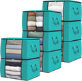Fab totes Storage Bags,Clothes Blanket Storage Bins Foldable Closet Organizers with Reinforced Handle for Home Dorm Storage and Organization,Fabric Bags for Organizing Sheets,Clothing (Green,8 Pack)