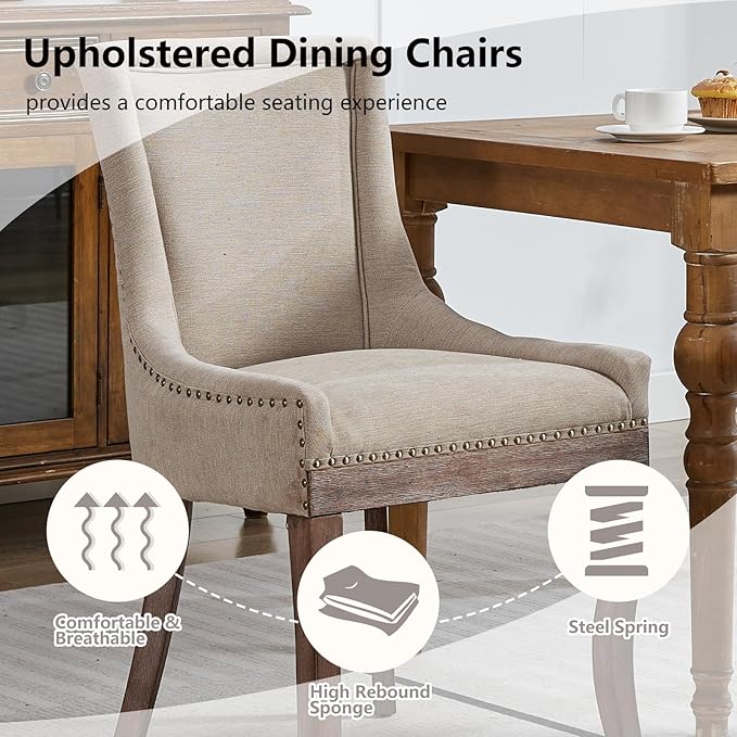 Modern Dining Chairs Set of 2, High Back Dining Chairs Side Chairs with Solid...