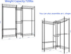 6 Tiers Heavy Duty Clothes Shelf,Metal Garment Rack, Adjustable Garment Rack with Hanging Rod and Wire Fixing Baskets,Max Load 720LBS,Black