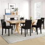 LSSPAID Dining Chairs Set of 6, Modern Stylish PU Leather Upholstered Parson Chair, Dining Room Chairs with Solid Wood Legs for Kitchen Living Room, Black