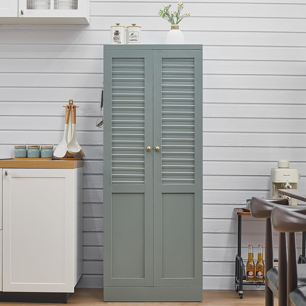 Freestanding Pantry Cabinet with 4 Adjustable Shelves for Kitchen | Space-Sav...