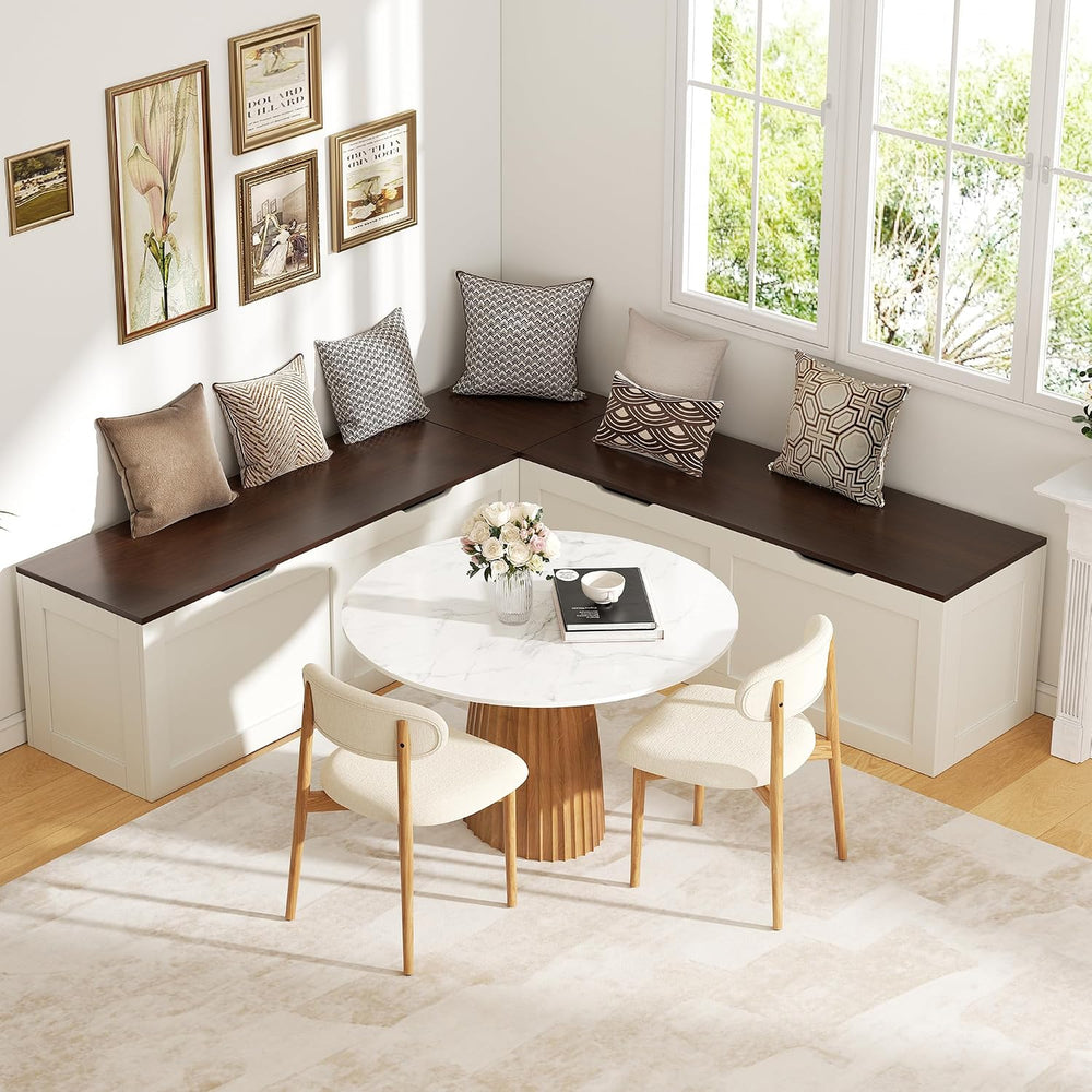 L Shaped Bench with Storage, 63" Breakfast Nook Benches, Kitchen Corner ...