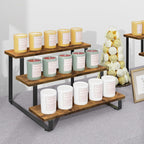 ELITEROO 3 Tier Wooden Display Rack, Portable Products Display Stand, 3 Step Straight Display Shelves for Retail Table Top, Counter Top, Craft Shows, Farmers Market, Tradeshows, Vendors